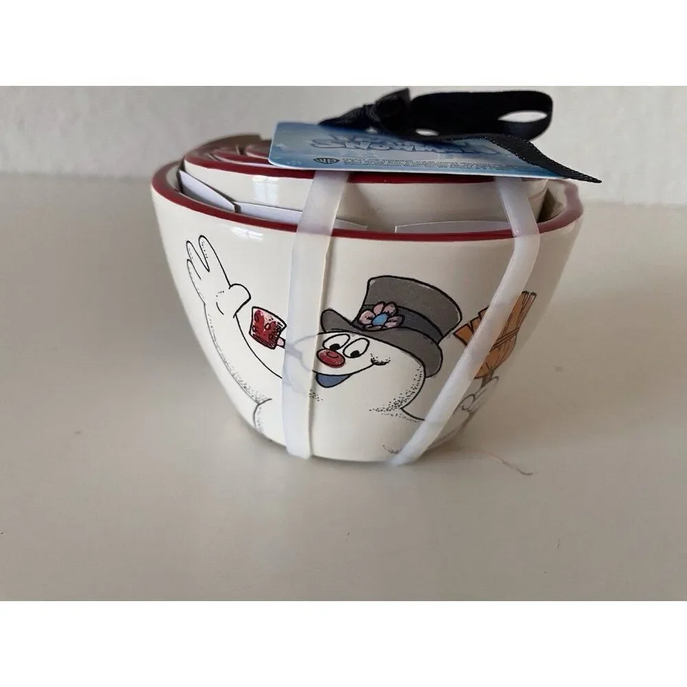 Rae Dunn Frosty‎ The Snowman Ceramic Measuring Cups Christmas Baking Cooking NEW